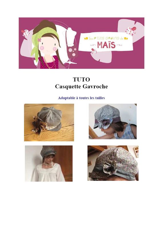 Casquette légère femme, casquette gavroche à plis, motif fleurs